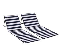 Outsunny Lot de 2 Tapis de Plage rembourré - Matelas de Plage - Dossier inclinable Multi-Positions - Sac de Transport Inclus - métal Polyester Blanc et Bleu