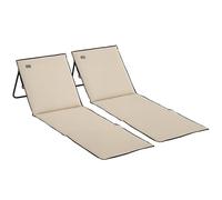 Outsunny Lot de 2 Tapis de Plage rembourré - Matelas de Plage - Dossier inclinable Multi-Positions - Sac de Transport Inclus - métal Polyester Beige