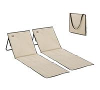 Outsunny Lot de 2 Tapis de Plage Rembourré, Sangle de Transport, Beige | Matelas de Plage, Dossier Inclinable Multi-Positions, Métal Polyester