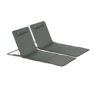 Outsunny Lot de 2 tapis de plage pliants - dossier 5 positions, appui-tête, sac, 124x53x35-45 Gris