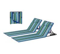 Outsunny Lot de 2 transats de plage à dossier réglable, pliants et légers, avec coussin et poche de rangement