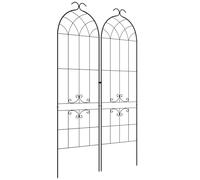 Outsunny Lot de 2 Treillis de Jardin, Support pour Plantes grimpantes en métal, 50L x 181H cm, Noir
