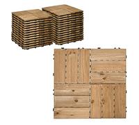 Outsunny Lot de 27 dalles de terrasse en bois emboîtables pour terrasse, balcon, terrasse, jacuzzi, 30 x 30 cm par pièce, 2,5 ㎡ par paquet, marron