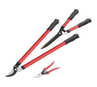 Outsunny Lot de 3 cisailles de jardin, ensemble de coupe pour jardinage, coupe-branches de 65 cm, taille-haie de 51,5 cm, sécateur de 20 cm, avec poignée souple, rouge