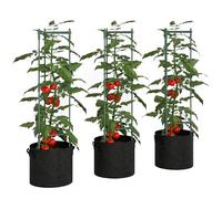 Outsunny Lot de 3 jardinières surélevées avec treillis - 83,7 l - Sacs triangulaires - Support pour tomates - Pour plantes grimpantes, jardin, balcon - 35 x 35 x 120 cm