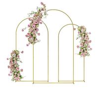 Outsunny Lot de 3 Supports d'arche de Fond en métal doré pour Mariage, 2,2 m, 2 m, 1,8 m, Arche de Jardin, Mariage, fête d'anniversaire, fête prénatale, Arche de Ballons Floraux
