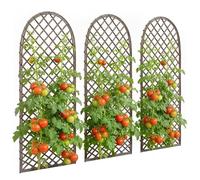 Outsunny Lot de 3 Treillis de Jardin en Osier tissé - Panneau Arc pour Plantes grimpantes pour Légumes, Fleurs, Vignes, 43 x 2 x 112 cm, Effet Bois Naturel