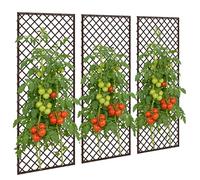 Outsunny Lot de 3 Treillis de Jardin en Osier tissé - Panneau rectangulaire pour Plantes grimpantes pour Légumes, Fleurs, Vignes, 43 x 2 x 112 cm, Effet Bois Naturel