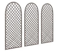 Outsunny Lot de 3 Treillis de Jardin en Osier tissé - Panneau Voûté pour Plantes grimpantes pour Légumes, Fleurs, Vignes, 43 x 2 x 112 cm, Effet Bois Naturel