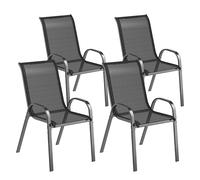 Outsunny - Lot de 4 chaises de jardin empilables - Dossier haut incliné, accoudoirs, acier noir