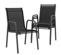 Outsunny Lot de 4 Chaises de Jardin Extérieures Empilables Accoudoirs Noir
