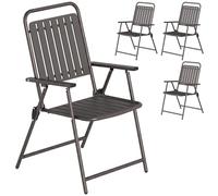 Outsunny Lot de 4 chaises de jardin pliables avec accoudoirs, dossier et siège en polypropylène, cadre métallique, 55 x 63 x 93 cm, marron