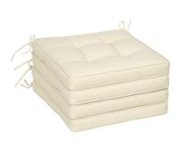 Outsunny Lot de 4 coussins de chaise de jardin avec attaches 42 x 42 cm Blanc crème
