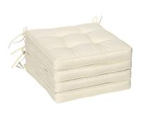 Outsunny Lot de 4 coussins de chaise de jardin avec attaches, 42 x 42 cm, coussin de remplacement pour chaise de salle à manger, crème blanc