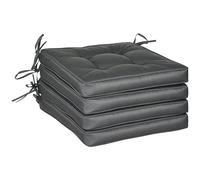 Outsunny Lot de 4 coussins de chaise de jardin avec attaches 42 x 42 cm Gris