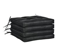 Outsunny Lot de 4 Coussins de Chaise de Jardin avec Attaches 42 x 42 cm - Noir