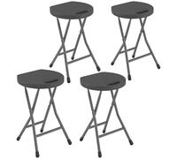 Outsunny Lot de 4 tabourets de jardin pliables décoratifs avec loquet de sécurité, pieds en acier revêtu par poudre, siège et poignée en polyéthylène haute densité pour intérieur et extérieur, gris