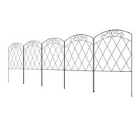 Outsunny Lot de 5 clôture de jardin décoratives, avec ornements en métal noir pour parterre de fleurs bordures - 305 x 80 cm noir