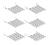 Outsunny Lot de 6 coussins d'assise Coussin de chaise avec rubans Coussin d'assise pour intérieur, extérieur, gris clair, 40 x 40 x 4 cm