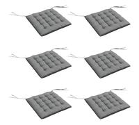 Outsunny Lot de 6 Coussins de Chaise de Jardin, Coussins extérieur capitonné, Grand Confort cm avec Attaches, dim. 40L x 40l cm Gris