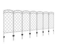Outsunny Lot de 7 clôtures de jardin décoratives en métal avec ornements - 344L x 110H cm noir