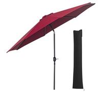 Outsunny Lot de Parasol de Jardin Droit et Inclinable Ø 3 m Rond en Polyester 180g/m² avec Manivelle et Housse de Protection Imperméable - Fermeture Éclair et Cordon de Serrage