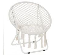Outsunny Chaise pliante fauteuil soucoupe style bohème métal coton polyester 77L x 64P x 74H cm crème charge max. 150 Kg