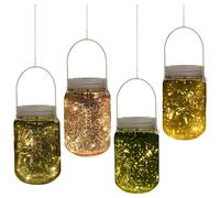 Outsunny Lumière de jardin solaire - pots mason jar 4 pièces - lanterne de verre solaire LED étanche norme IP 44 - lampes décoratives de jardin 4 couleurs