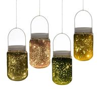 Lumière de jardin solaire - pots mason jar 4 pièces - lanterne de verre solaire LED étanche norme IP 44 - lampes décoratives de jardin 4 couleurs