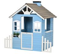 Outsunny Maison Enfant Exterieur Bois avec Porte fenêtres 151x112.5x142cm