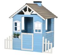 Outsunny Maison Enfant Exterieur Bois avec Porte fenêtres 151x112.5x142cm | Cabane de jeu pour enfant, de 3 à 7 ans, 142H cm, bleu
