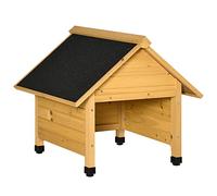 Outsunny Maisonnette pour Robot Tondeuse en Bois avec Pieds relevés, Toit incliné, imperméable et Anti-UV, Jaune, 75 x 76 x 70 cm