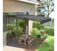 Outsunny Marquise de serrage avec manivelle solaire et bras articulé Marquise de protection solaire UV 50+ large de 400 cm Gris