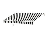 Outsunny Marquise, Protection Solaire, rétractable, avec manivelle, cadre en métal, polyester, bleu + blanc, 3,95 x 2,45 x 3,50 m