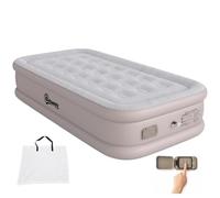 Outsunny Matelas Gonflable Pompe Électrique Intégrée 190x97x39cm Kaki | Lit Simple 1 Place, Surface Floquée, Imperméable 5000 mm, Sac Transport, Lit Gonflable Camping Voyages Invités