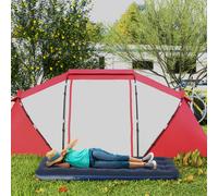 Outsunny Matelas gonflable simple lit pneumatique portable avec pompe à main intégrée surface floquée, pour camping, voyage bleu