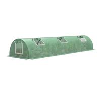 Outsunny Mini Serre de Jardin Anti-UV 5 Portes Filet 300 x 80 x 45 cm Vert | Mini Serre Tunnel à Tomates, Acier, PE Haute Densité 140 g/m², Portes en Filet Enroulables