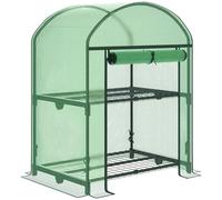 Outsunny Mini Serre de Jardin avec 2 étagères en métal et Couverture PE, Serre compacte pour Balcon et Patio 69x49x91cm, Vert
