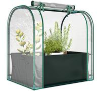 Outsunny Mini Serre de Jardin avec Sac de Plantation, Mini Serre Portable 68 x 50 x 70 cm, Porte Enroulable, pour Jardin, Balcon, Patio, terrasse, Vert foncé