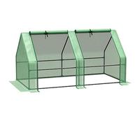 Outsunny Mini Serre de Jardin Mini Serre Tunnel 180L x 90l x 90H cm Toit Pointu Acier PE Haute densité 140 g/m² Anti-UV 2 fenêtres avec Zip enroulables Vert