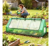Outsunny Mini serre de jardin mini serre tunnel 240 x 90 x 90 cm toit pointu acier PE 3 fenêtres en filet enroulables vert