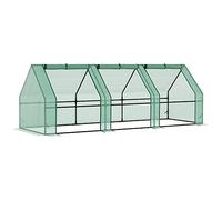 Outsunny Mini Serre de Jardin Mini Serre Tunnel 270L x 90l x 90H cm cm Toit Pointu Acier PE Haute densité 140 g/m² Anti-UV 3 fenêtres avec Zip enroulables Vert