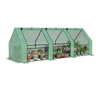 Outsunny Mini serre tunnel 270×90×90 cm - Acier, PE 140 g/m² Anti-UV, 3 fenêtres, Vert
