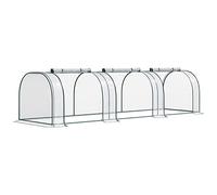 Outsunny Mini Serre de Jardin Mini Serre Tunnel Serre à tomates 3,5L x 1l x 0,8H m Acier PVC Haute densité Anti-UV 3 fenêtres avec Zip enroulables Vert et Transparent
