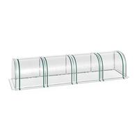 Outsunny Mini Serre de Jardin mini serre tunnel serre à tomates 3,95L x 1l x 0,8H m Acier PVC Haute densité Anti-UV 4 fenêtres avec Zip enroulables Vert et Transparent Beige