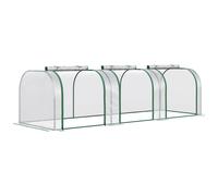 Outsunny Serre tunnel 3×1×0,8 m, Acier PVC HD Anti-UV, 3 fenêtres zippables, Vert/Transparent
