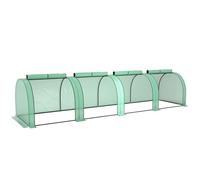 Outsunny Mini Serre de Jardin Mini Serre Tunnel Serre à tomates 4 x 1 x 0,8 m Acier PE Haute densité 140 g/m² Anti-UV 4 Portes avec Zip enroulables Vert