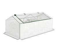 Outsunny Mini Serre de Jardin Serre à Tomates 1,8L x 0,9l x 0,7H m Blanc | à Toit Pointu, Métal Thermolaqué, PE Haute Densité, Fenêtre avec Moustiquaire Intégrée