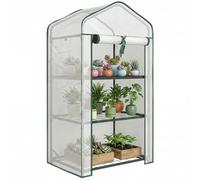Outsunny Mini Serre de Jardin Serre de Balcon 59 x 39 x 127 cm Blanc | Étagères 3 Niveaux, Bâche Renforcée PVC, Châssis en Acier, Porte Zippée Enroulable, pour Légumes Plantes Fleurs
