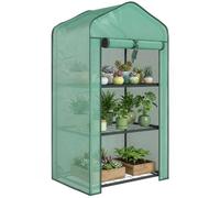 Outsunny Mini Serre de Jardin Serre de Balcon 59 x 39 x 127 cm Vert | Étagères 3 Niveaux, Bâche Renforcée PVC, Châssis en Acier, Porte Zippée Enroulable, pour Légumes Plantes Fleurs